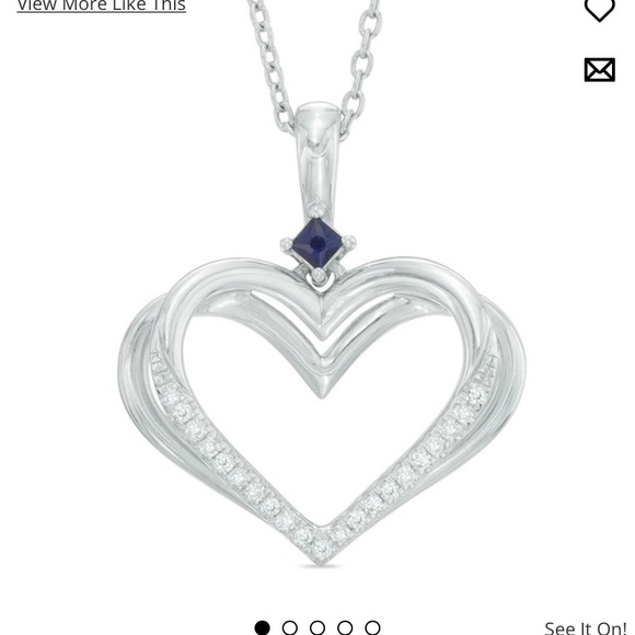 Kindred Heart Vera Wang Love Collection Diamond and Sapphire Heart Necklace - Picture 7 of 7